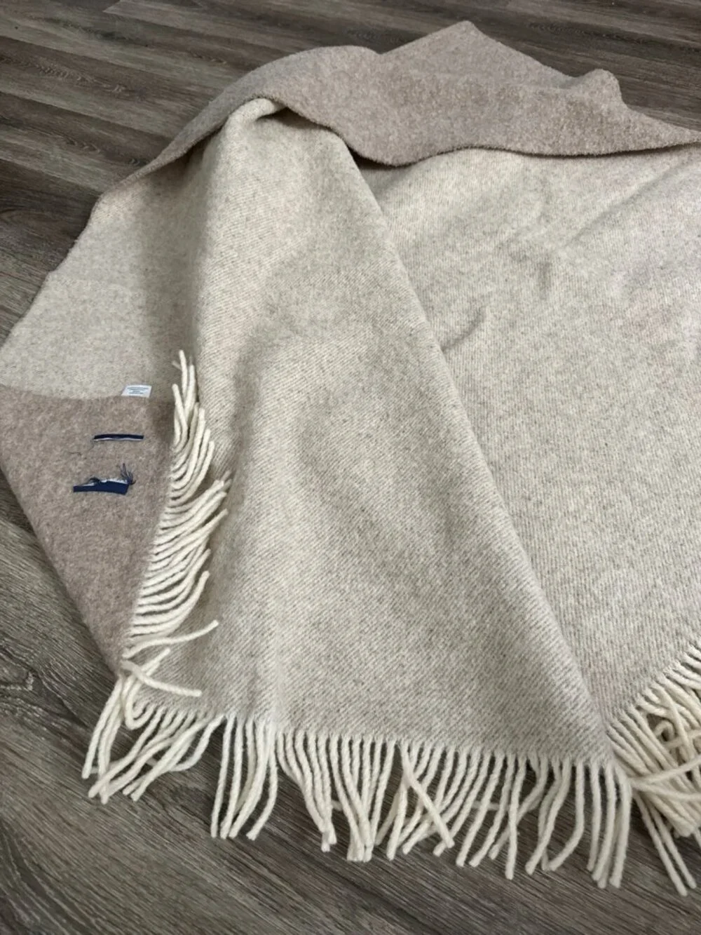 Brooklinen 100% Wool Fringe Blanket Throw 58x76 Neutral